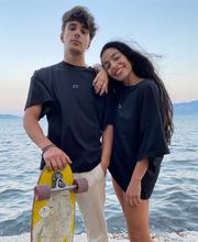 Load image into Gallery viewer, &#39;Last night a skate sesh saved my life&#39; Oversized T-shirt ROLALOLA x Danaemation
